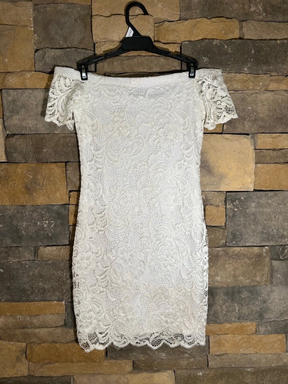 Ambiance White Lace off-the-shoulder Mini Dress